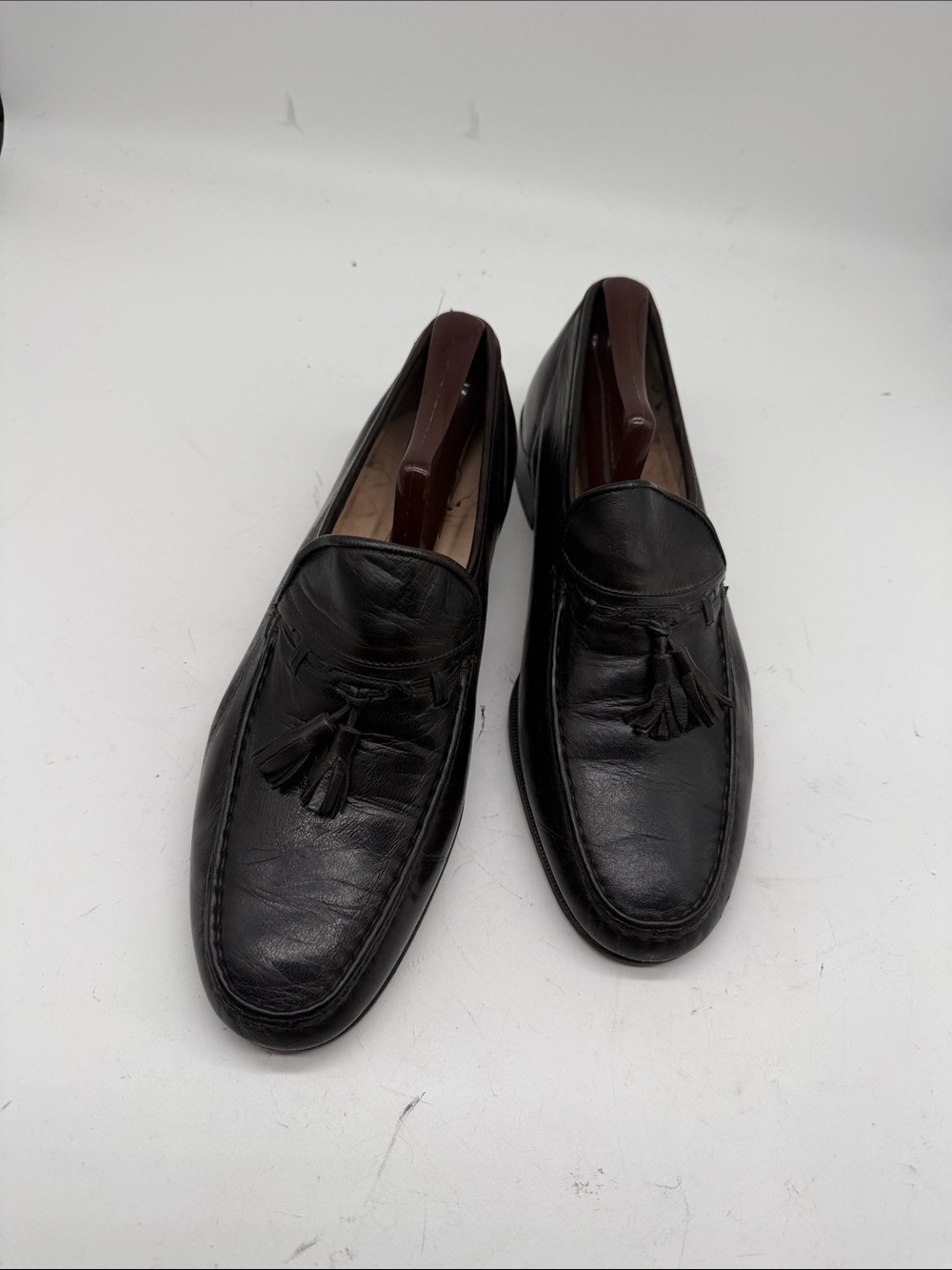 Bally Black Leather Tassel Loafers
